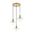 Living District Waltz 3 Light Brass Pendant