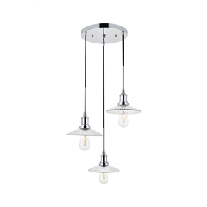 Living District Waltz 3 Light Chrome Pendant