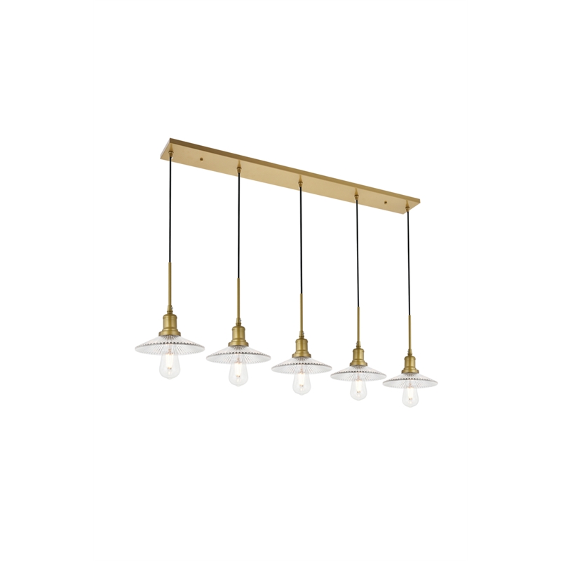 Living District Waltz 5 Light Brass Pendant