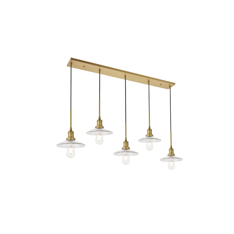 Living District Waltz 5 Light Brass Pendant