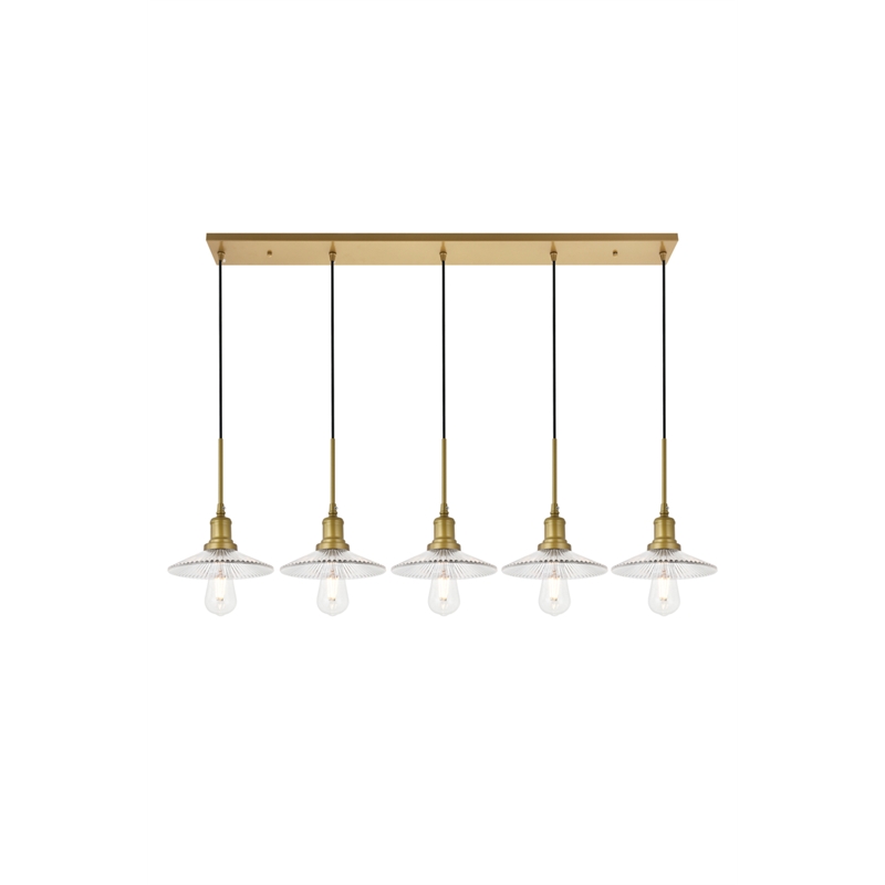 Living District Waltz 5 Light Brass Pendant