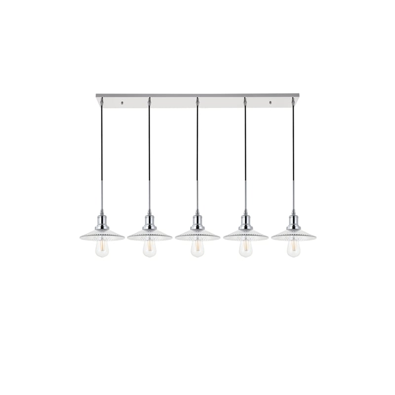 Living District Waltz 5 Light Chrome Pendant