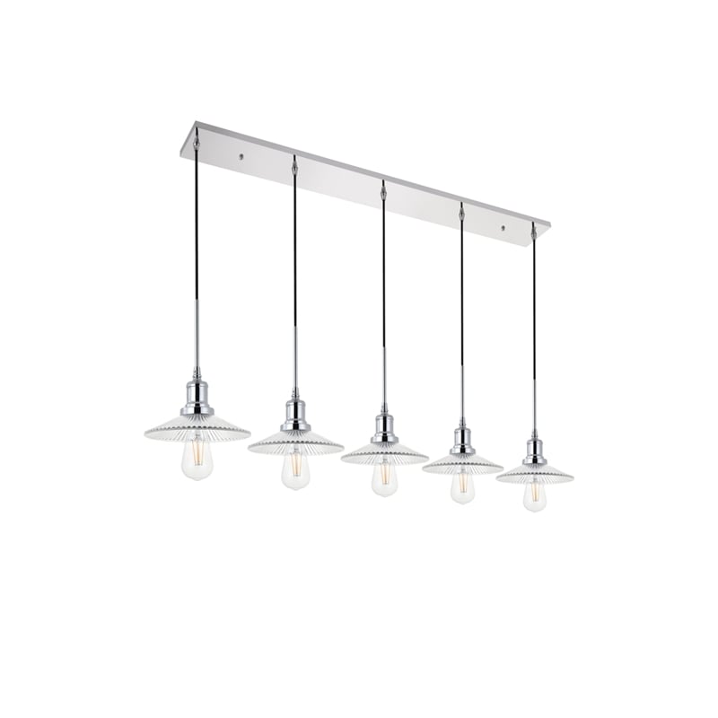 Living District Waltz 5 Light Chrome Pendant