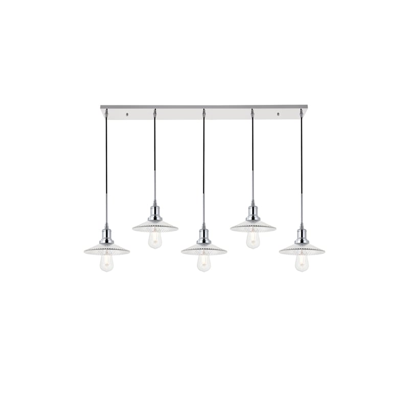 Living District Waltz 5 Light Chrome Pendant