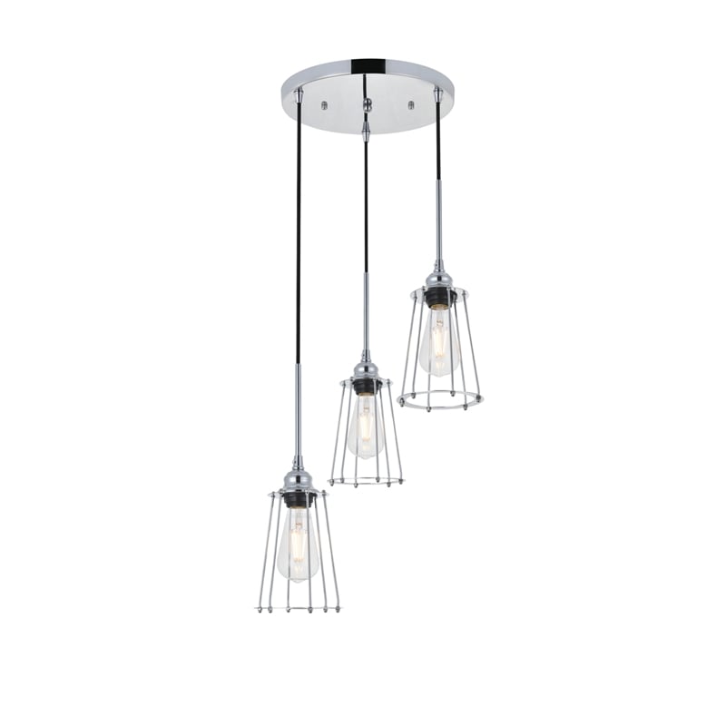 Living District Auspice 3 Light Chrome Pendant