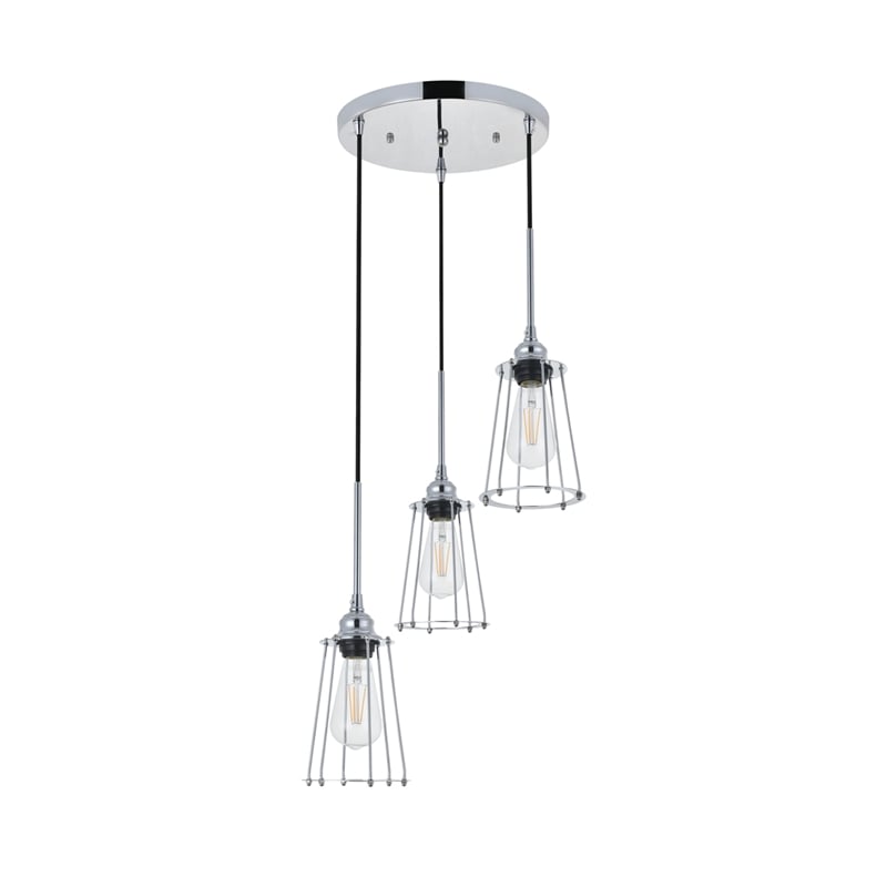 Living District Auspice 3 Light Chrome Pendant