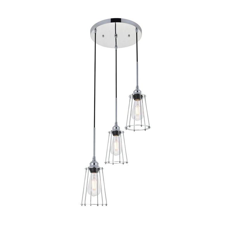 Living District Auspice 3 Light Chrome Pendant