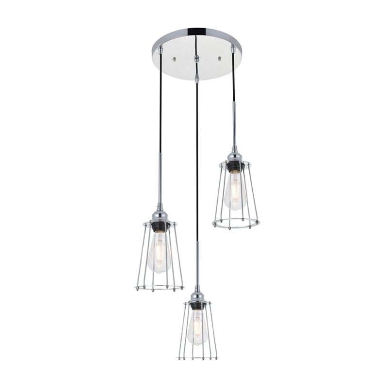 Living District Auspice 3 Light Chrome Pendant