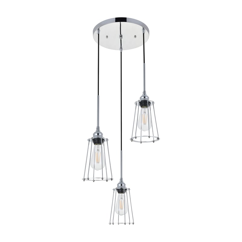 Living District Auspice 3 Light Chrome Pendant