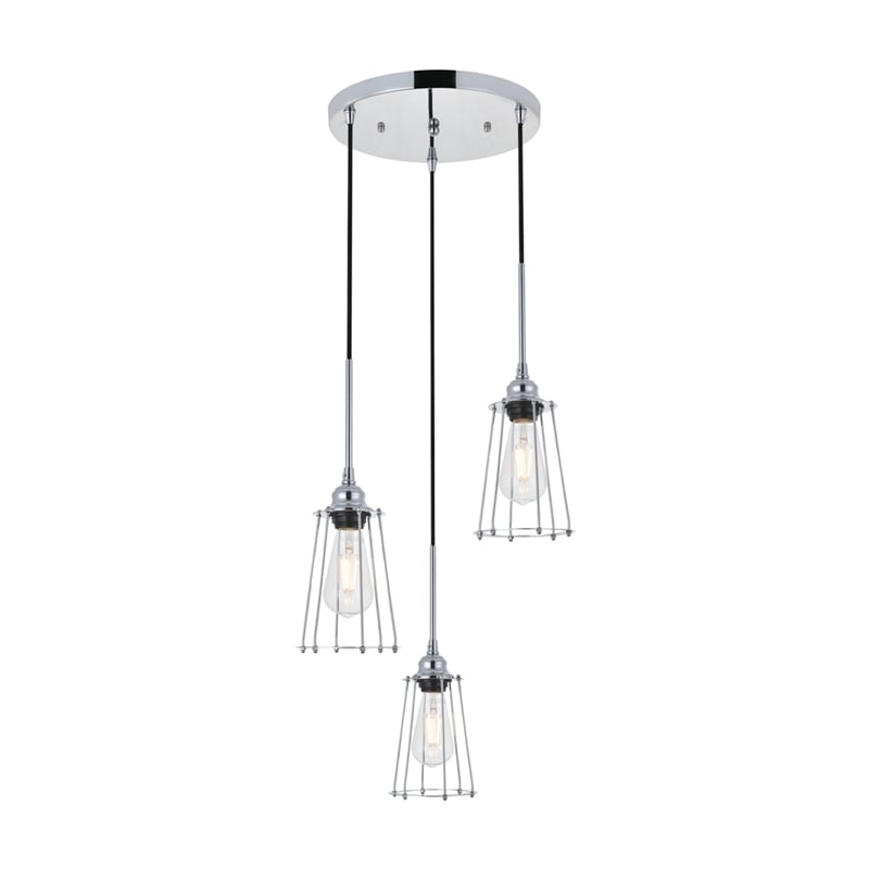 Living District Auspice 3 Light Chrome Pendant
