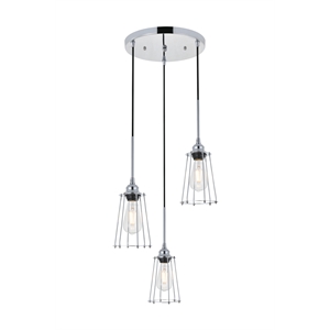 Living District Auspice 3 Light Chrome Pendant