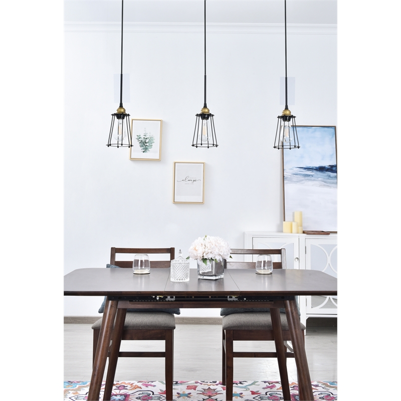 Living District Auspice 3 Light Brass and Black Pendant
