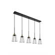 Living District Auspice 5 Light Brass and Black Pendant