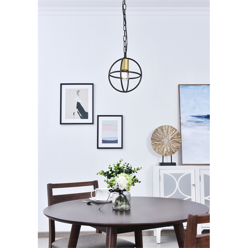 Living District Octavia 1 Light Brass and Dark Brown Pendant