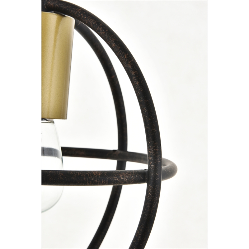 Living District Octavia 1 Light Brass and Dark Brown Pendant