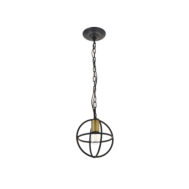 Living District Octavia 1 Light Brass and Dark Brown Pendant