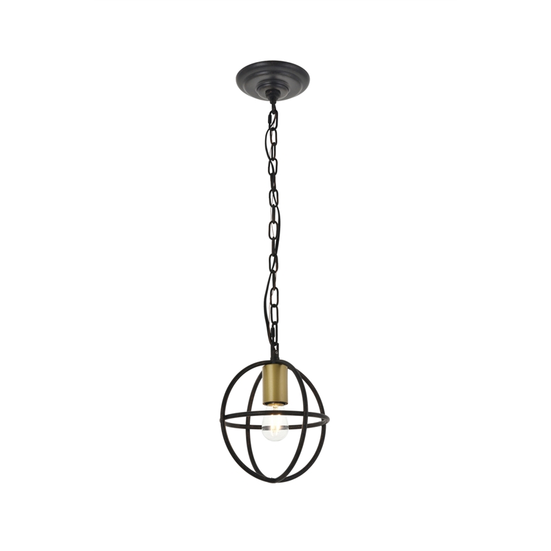 Living District Octavia 1 Light Brass and Dark Brown Pendant