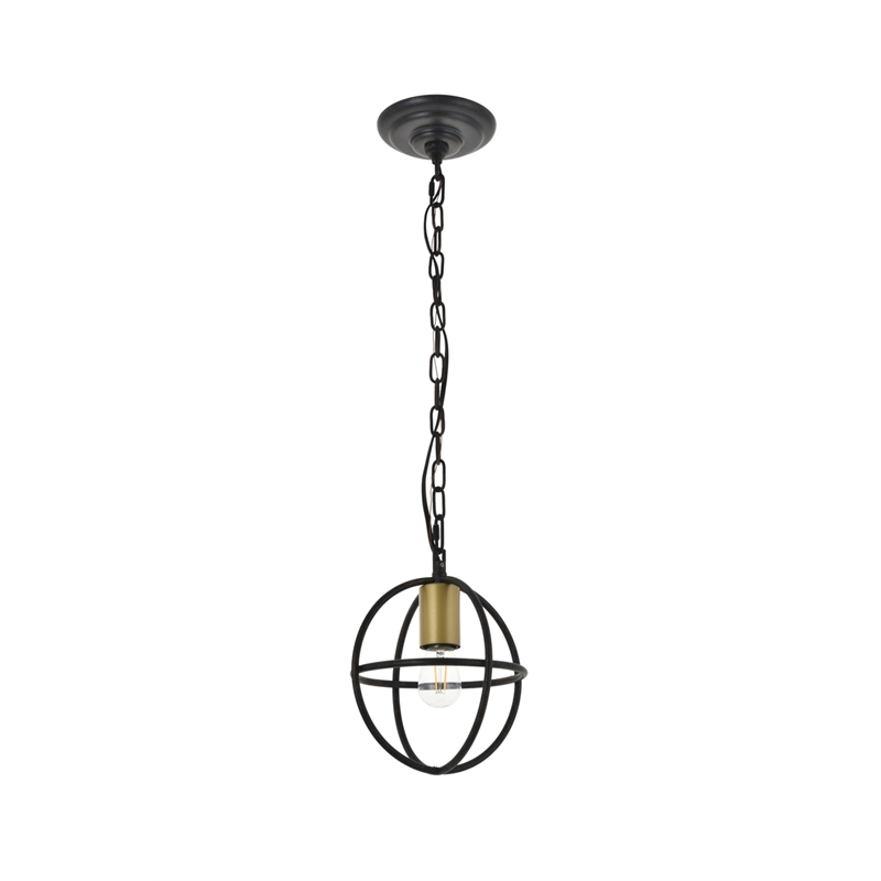 Living District Octavia 1 Light Brass and Dark Brown Pendant