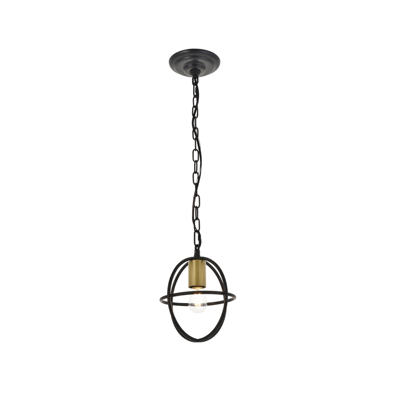 Living District Octavia 1 Light Brass and Dark Brown Pendant