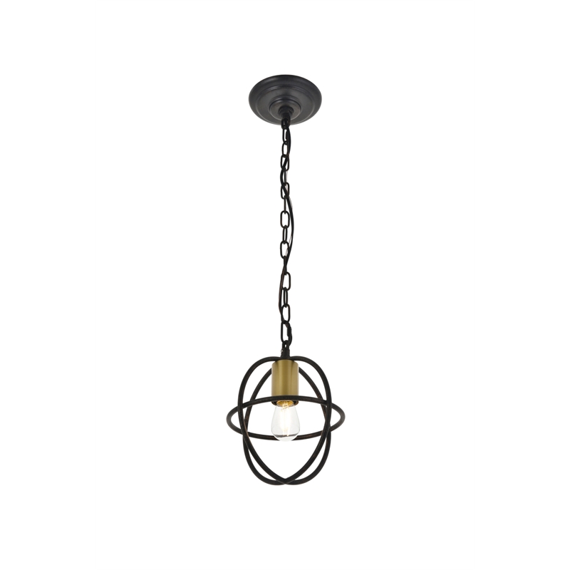 Living District Octavia 1 Light Brass and Dark Brown Pendant