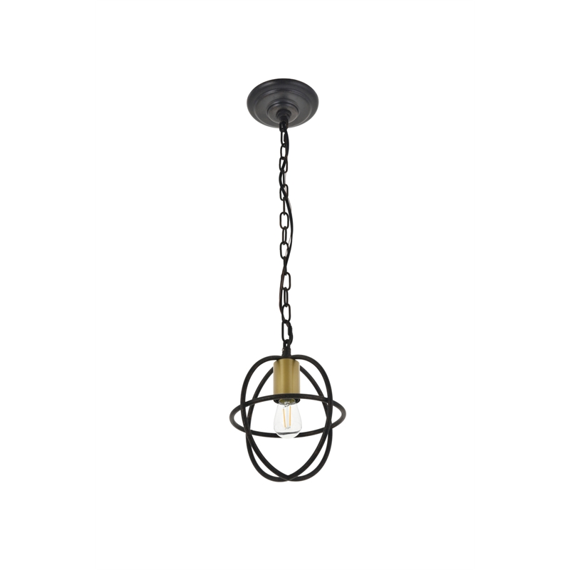 Living District Octavia 1 Light Brass and Dark Brown Pendant