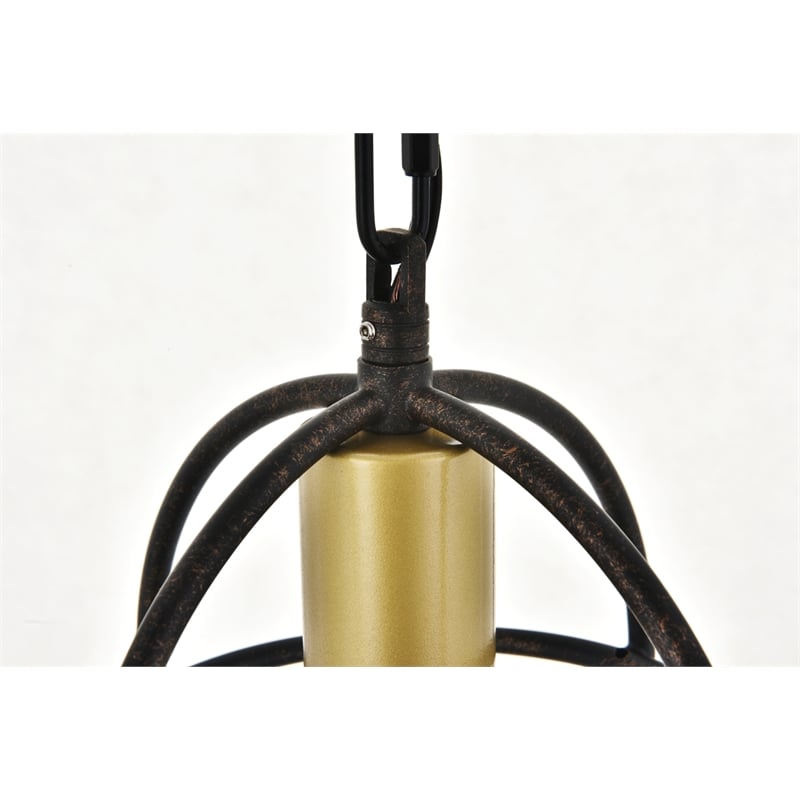 Living District Octavia 1 Light Brass and Dark Brown Pendant