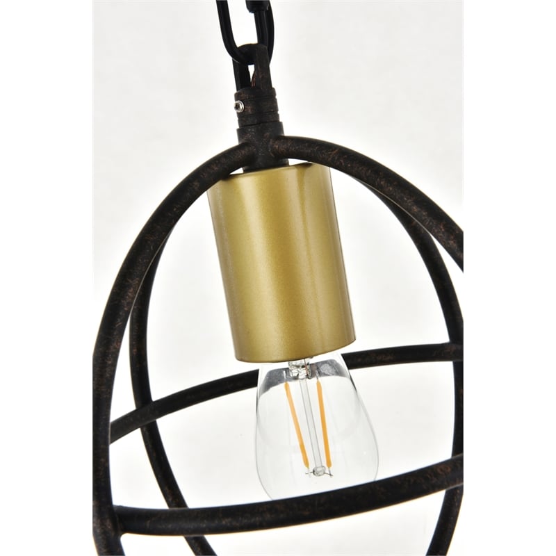 Living District Octavia 1 Light Brass and Dark Brown Pendant
