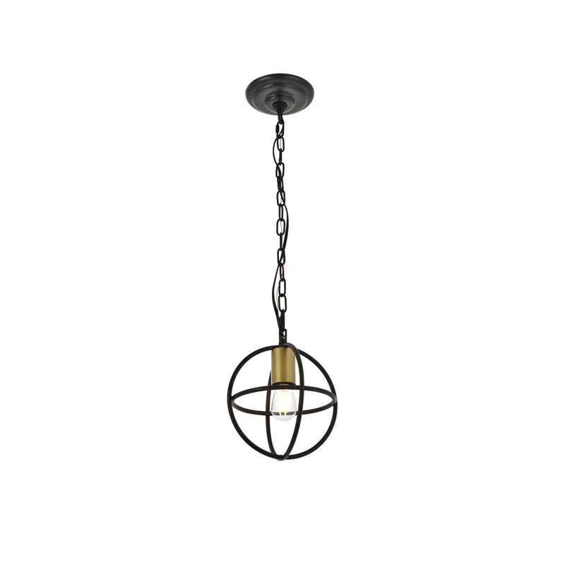 Living District Octavia 1 Light Brass and Dark Brown Pendant