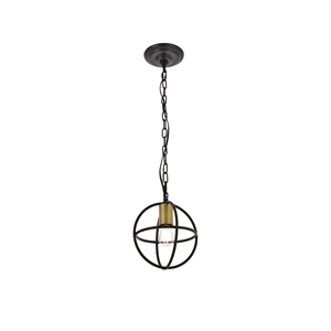 Living District Octavia 1 Light Brass and Dark Brown Pendant