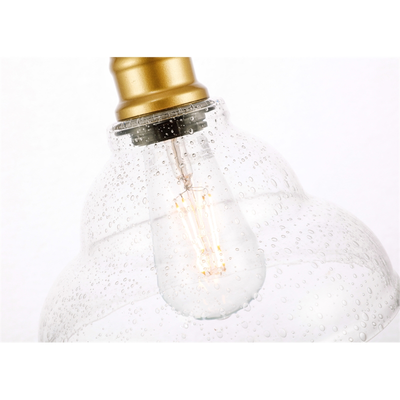 Living District Gil 1 Light Brass and Clear Seeded Glass Pendant