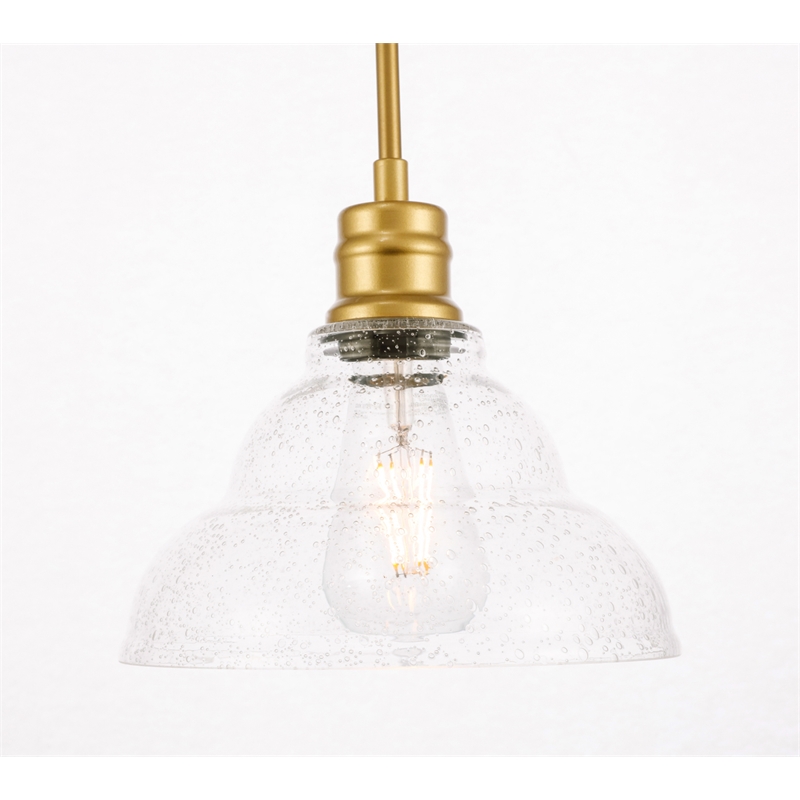 Living District Gil 1 Light Brass and Clear Seeded Glass Pendant
