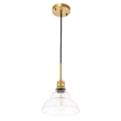 Living District Gil 1 Light Brass and Clear Seeded Glass Pendant
