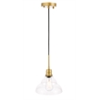 Living District Gil 1 Light Brass and Clear Seeded Glass Pendant