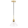 Living District Gil 1 Light Brass and Clear Seeded Glass Pendant