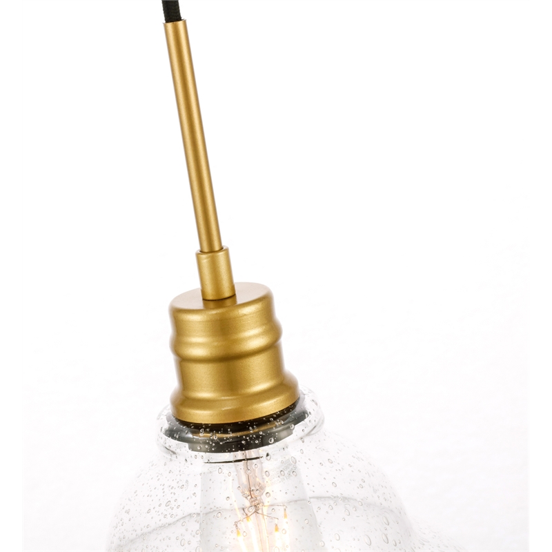 Living District Gil 1 Light Brass and Clear Seeded Glass Pendant