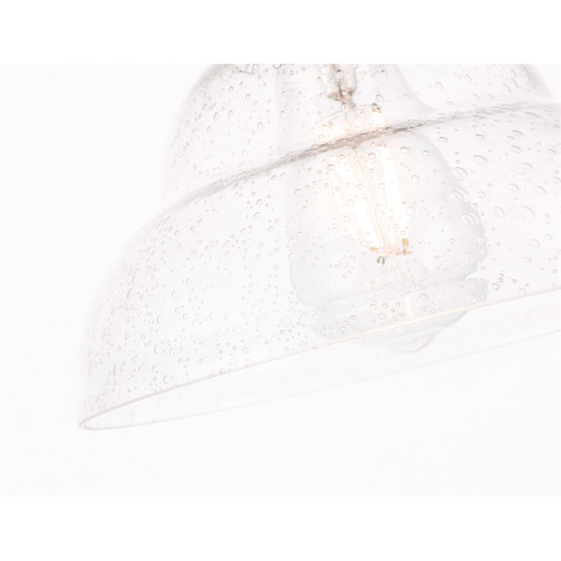 Living District Gil 1 Light Brass and Clear Seeded Glass Pendant