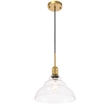 Living District Gil 1 Light Brass and Clear Seeded Glass Pendant