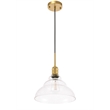 Living District Gil 1 Light Brass and Clear Seeded Glass Pendant