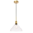 Living District Gil 1 Light Brass and Clear Seeded Glass Pendant