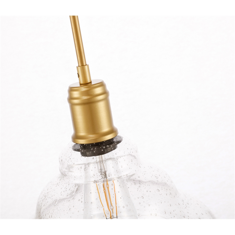 Living District Gil 1 Light Brass and Clear Seeded Glass Pendant