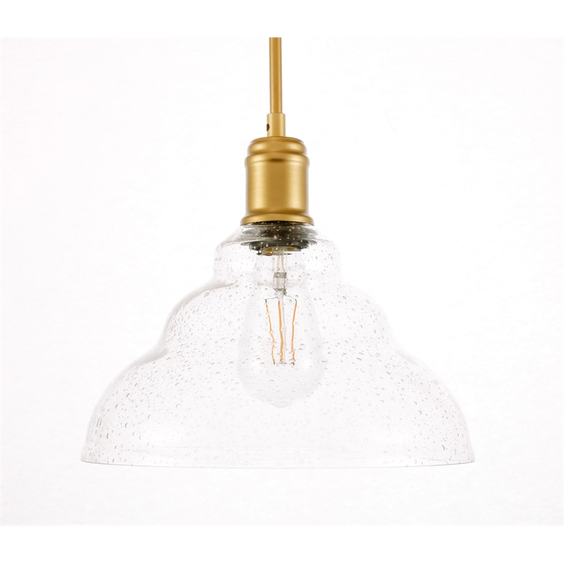 Living District Gil 1 Light Brass and Clear Seeded Glass Pendant