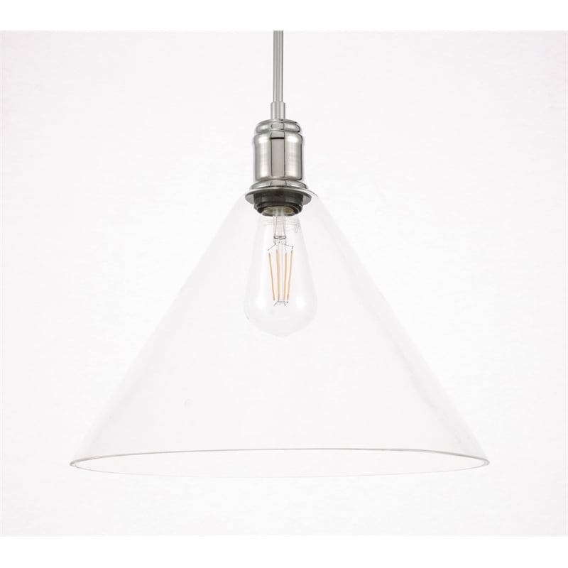 Living District Hugh 1 Light Chrome and Clear Glass Pendant