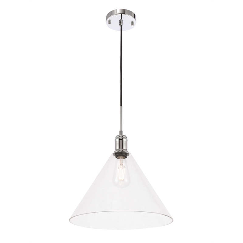Living District Hugh 1 Light Chrome and Clear Glass Pendant