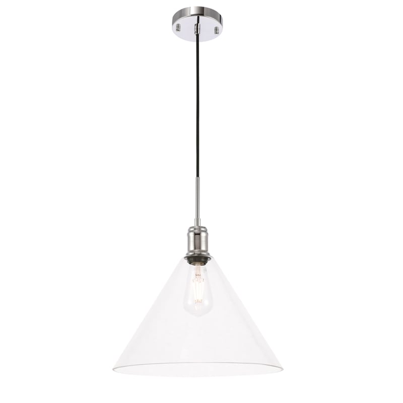 Living District Hugh 1 Light Chrome and Clear Glass Pendant