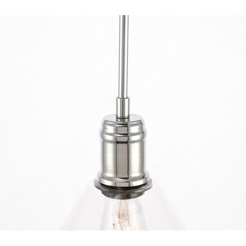 Living District Hugh 1 Light Chrome and Clear Glass Pendant