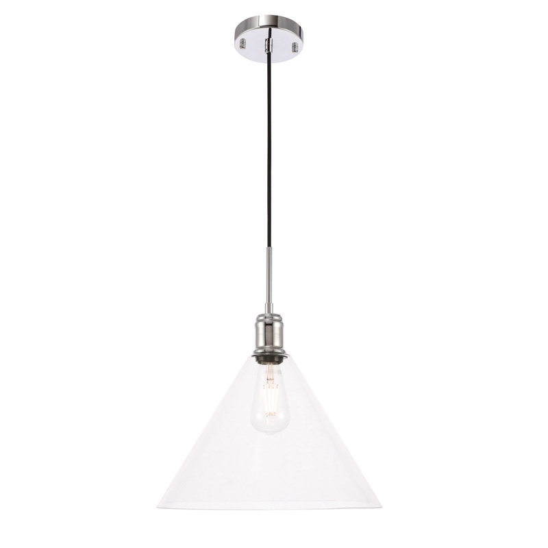 Living District Hugh 1 Light Chrome and Clear Glass Pendant