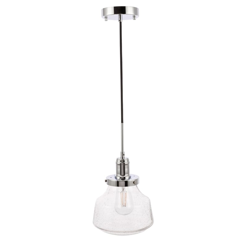 Living District Lyle 1 Light Chrome and Clear Seeded Glass Pendant