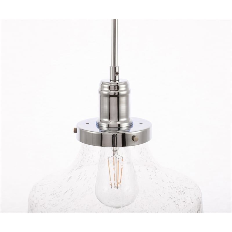 Living District Lyle 1 Light Chrome and Clear Seeded Glass Pendant