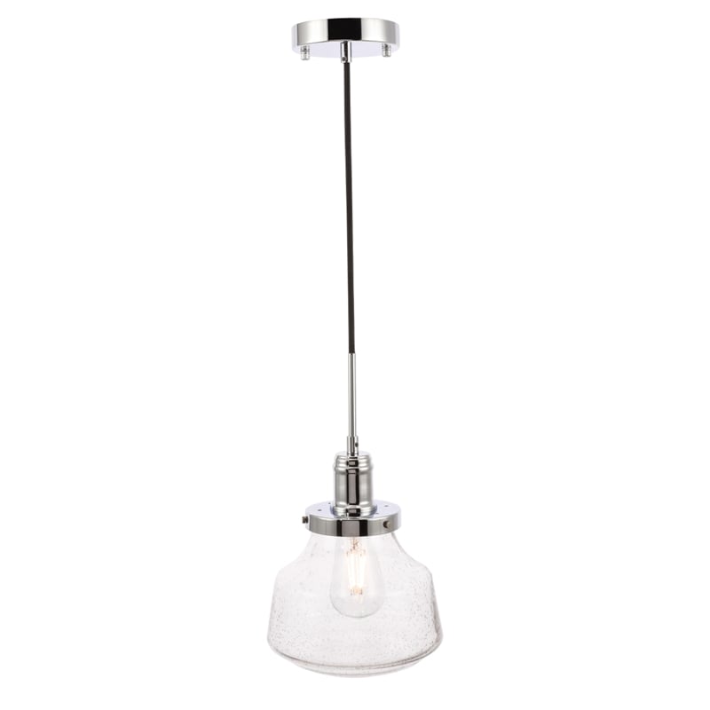 Living District Lyle 1 Light Chrome and Clear Seeded Glass Pendant