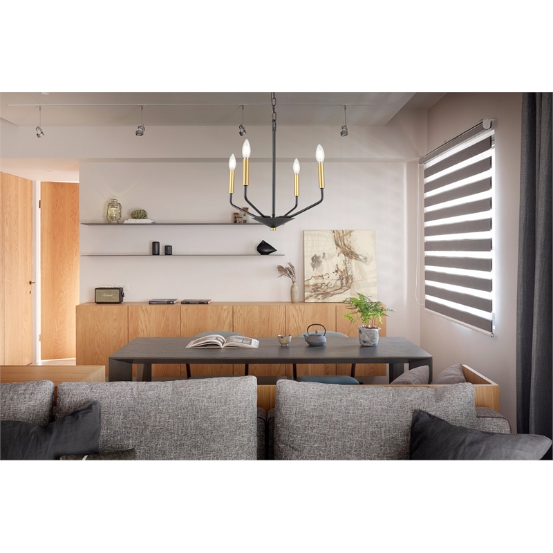 Living District Enzo 4 Light Black and Brass Pendant